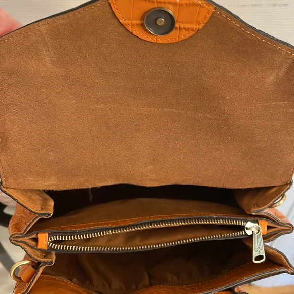 Patricia Nash Orange Croc-Embossed Satchel - Picture 10 of 13